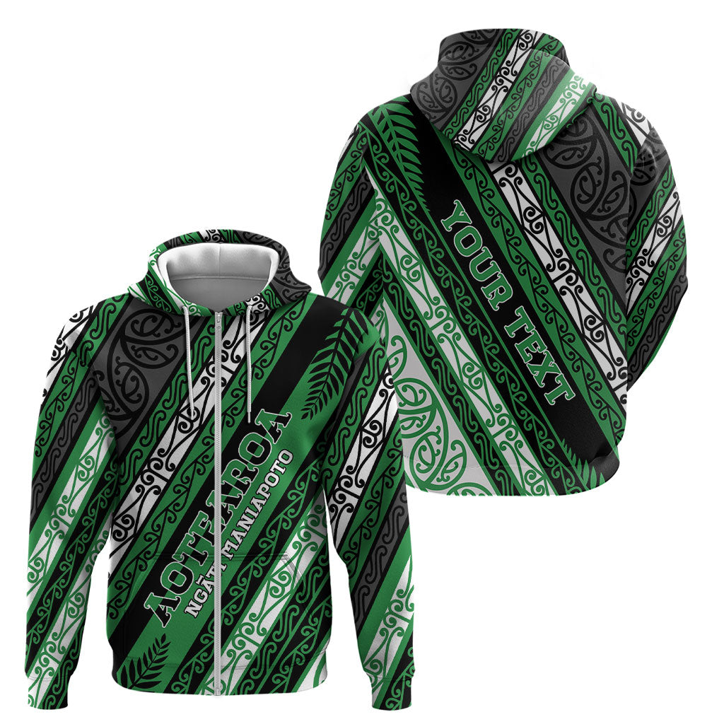 Personalised Aotearoa Ngati Maniapoto Zip Hoodie New Zealand Maori Tribal Fern Pattern