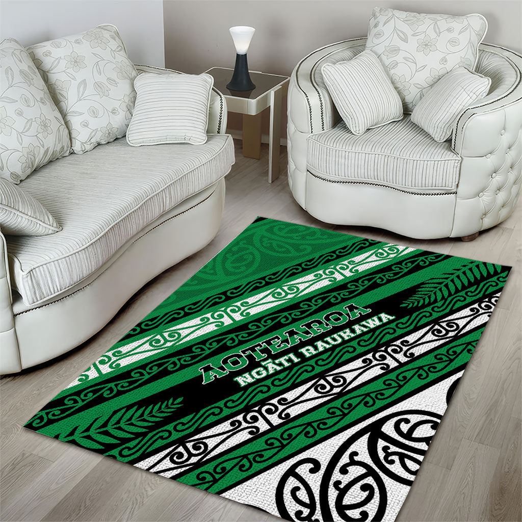 Aotearoa Ngati Raukawa Area Rug New Zealand Maori Tribal Fern Pattern