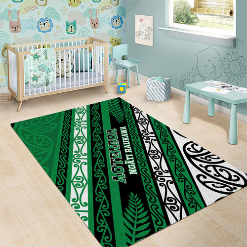 Aotearoa Ngati Raukawa Area Rug New Zealand Maori Tribal Fern Pattern