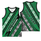 Personalised Aotearoa Ngati Raukawa Basketball Jersey New Zealand Maori Tribal Fern Pattern