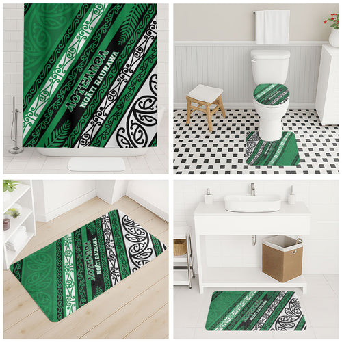 Aotearoa Ngati Raukawa Bathroom Set New Zealand Maori Tribal Fern Pattern