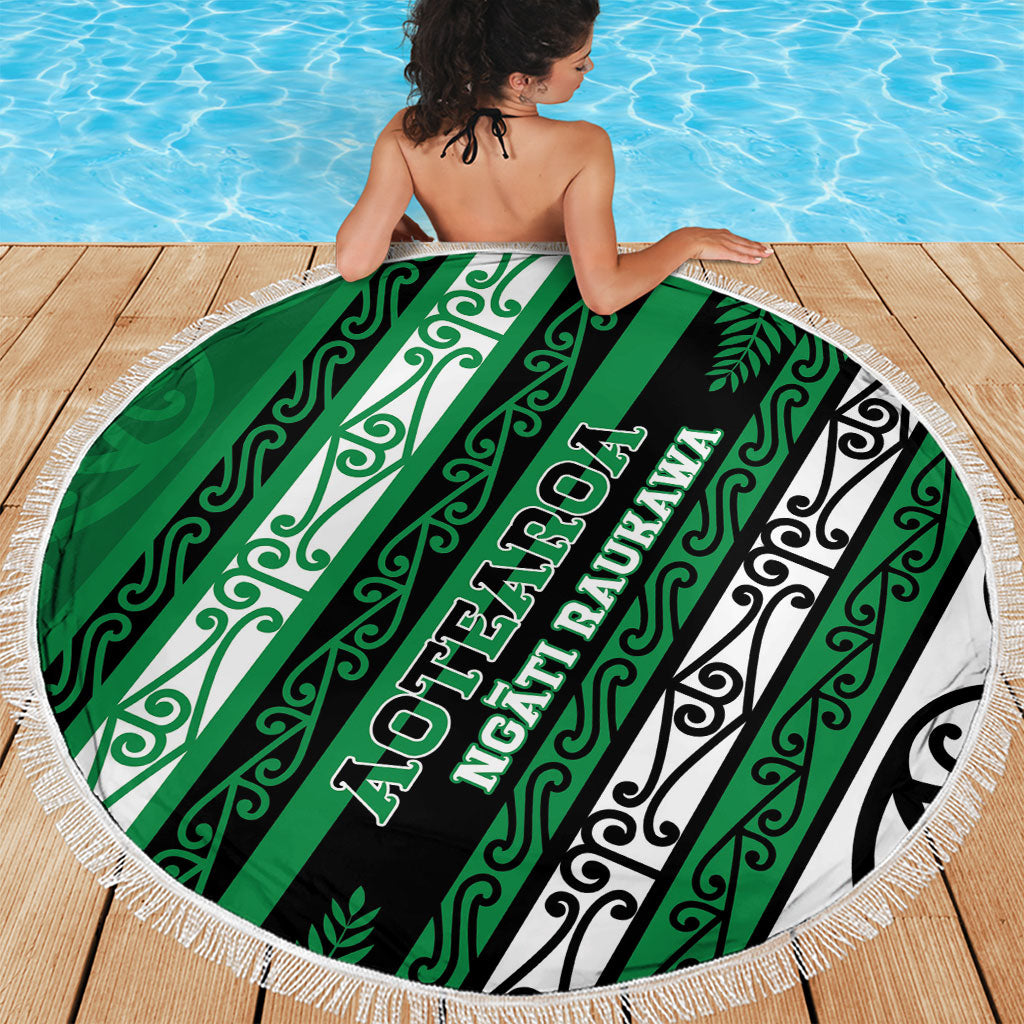 Aotearoa Ngati Raukawa Beach Blanket New Zealand Maori Tribal Fern Pattern