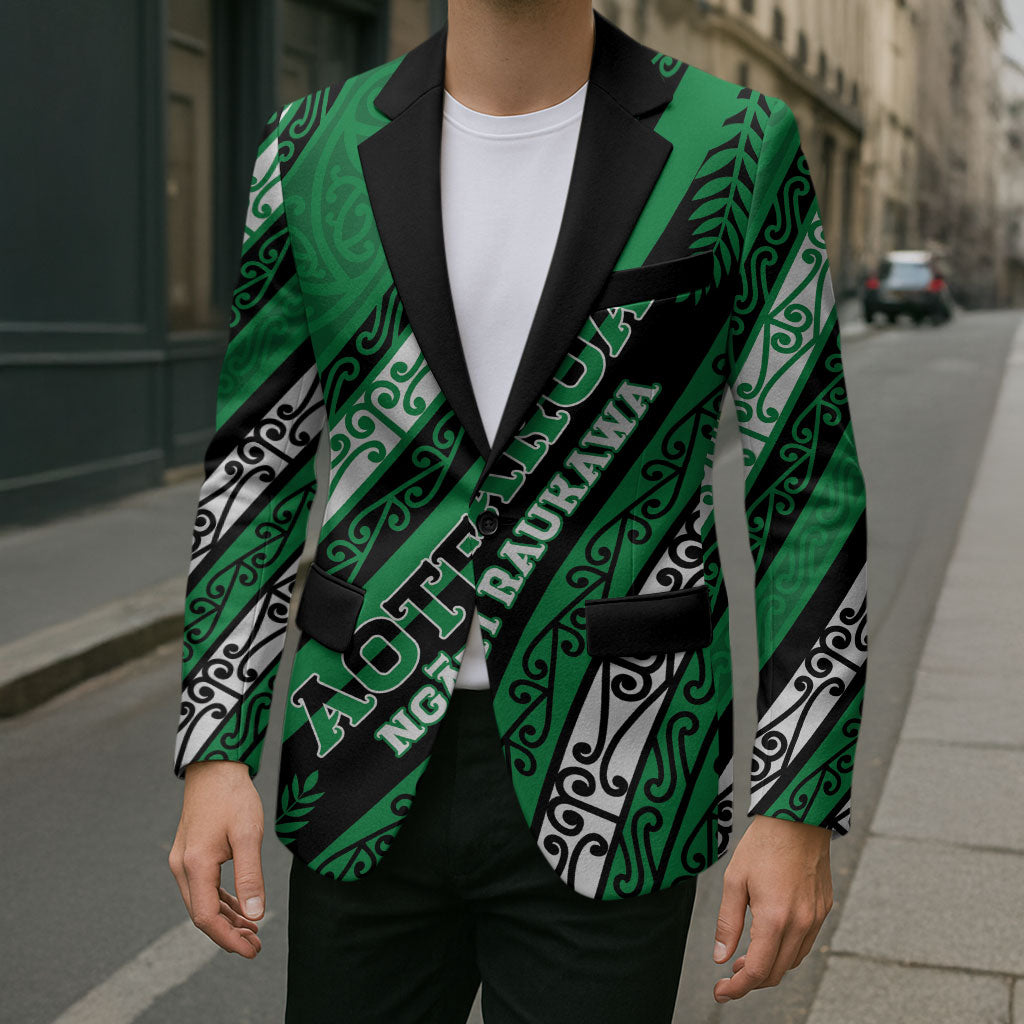 Personalised Aotearoa Ngati Raukawa Blazer New Zealand Maori Tribal Fern Pattern