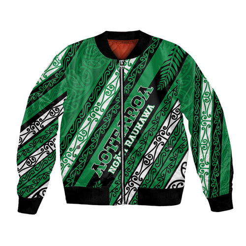 Personalised Aotearoa Ngati Raukawa Bomber Jacket New Zealand Maori Tribal Fern Pattern