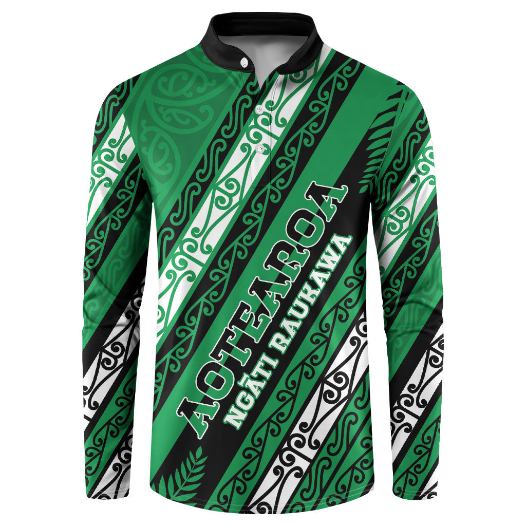 Personalised Aotearoa Ngati Raukawa Button Sweatshirt New Zealand Maori Tribal Fern Pattern