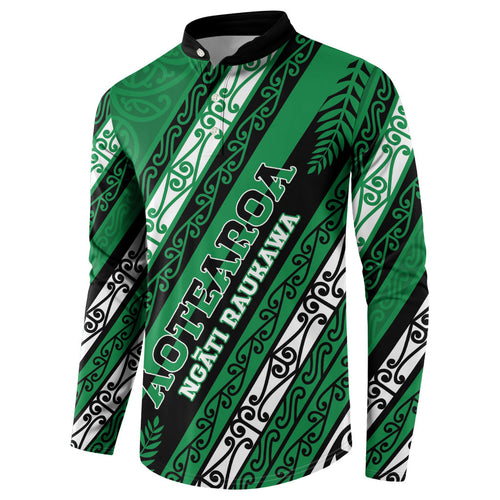 Personalised Aotearoa Ngati Raukawa Button Sweatshirt New Zealand Maori Tribal Fern Pattern