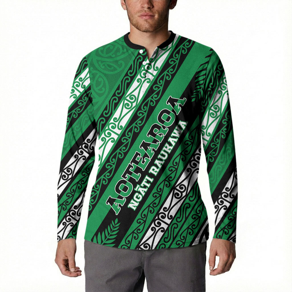 Personalised Aotearoa Ngati Raukawa Button Sweatshirt New Zealand Maori Tribal Fern Pattern