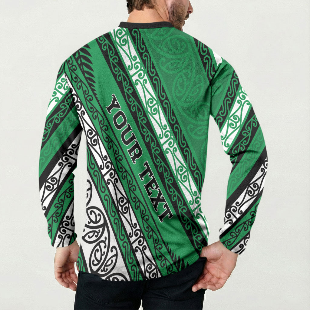 Personalised Aotearoa Ngati Raukawa Button Sweatshirt New Zealand Maori Tribal Fern Pattern