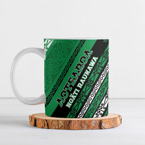 Personalised Aotearoa Ngati Raukawa Ceramic Mug New Zealand Maori Tribal Fern Pattern