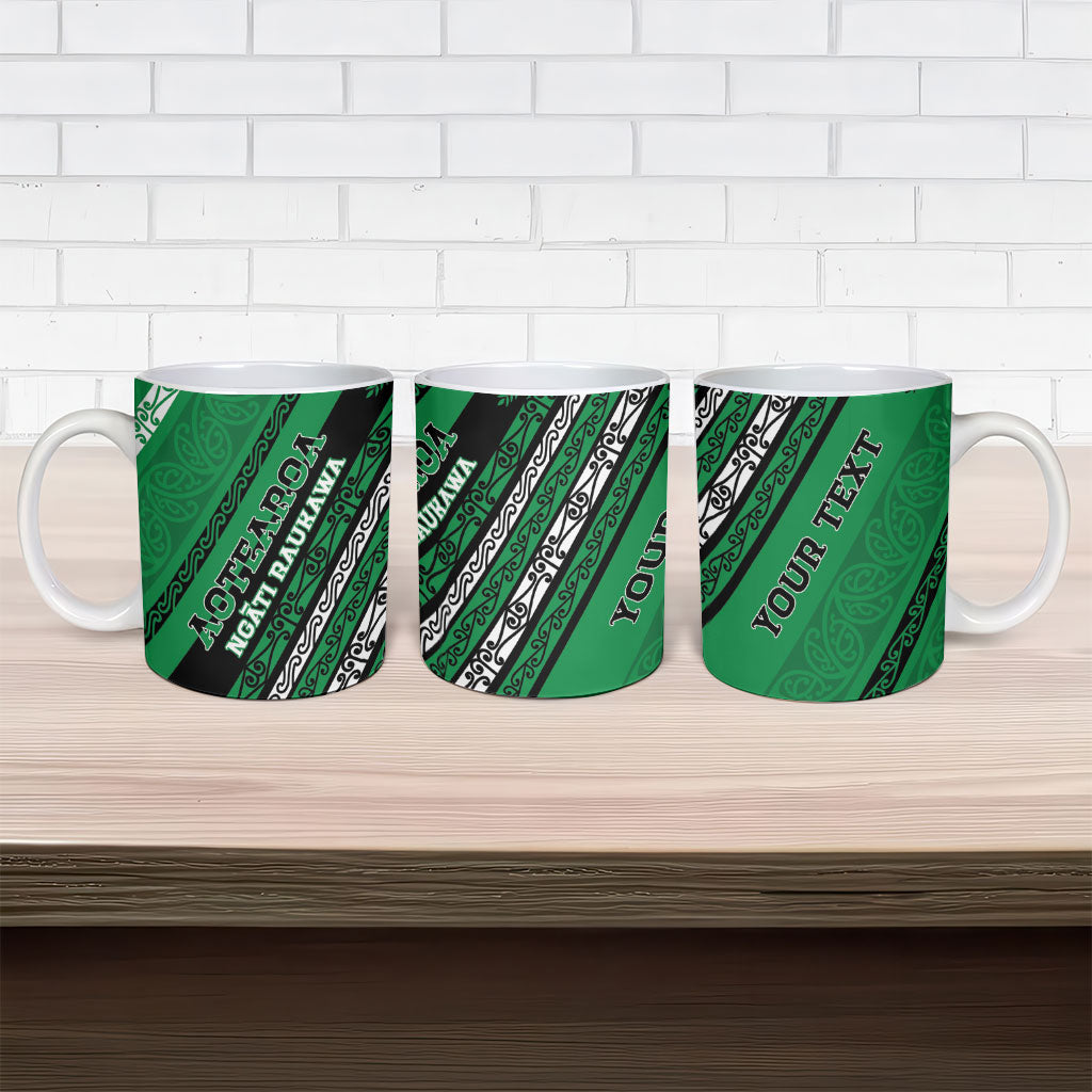 Personalised Aotearoa Ngati Raukawa Ceramic Mug New Zealand Maori Tribal Fern Pattern