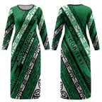 Personalised Aotearoa Ngati Raukawa Couples Matching Long Sleeve Bodycon Dress and Long Sleeve Button Shirt New Zealand Maori Tribal Fern Pattern