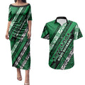 Personalised Aotearoa Ngati Raukawa Couples Matching Puletasi and Hawaiian Shirt New Zealand Maori Tribal Fern Pattern