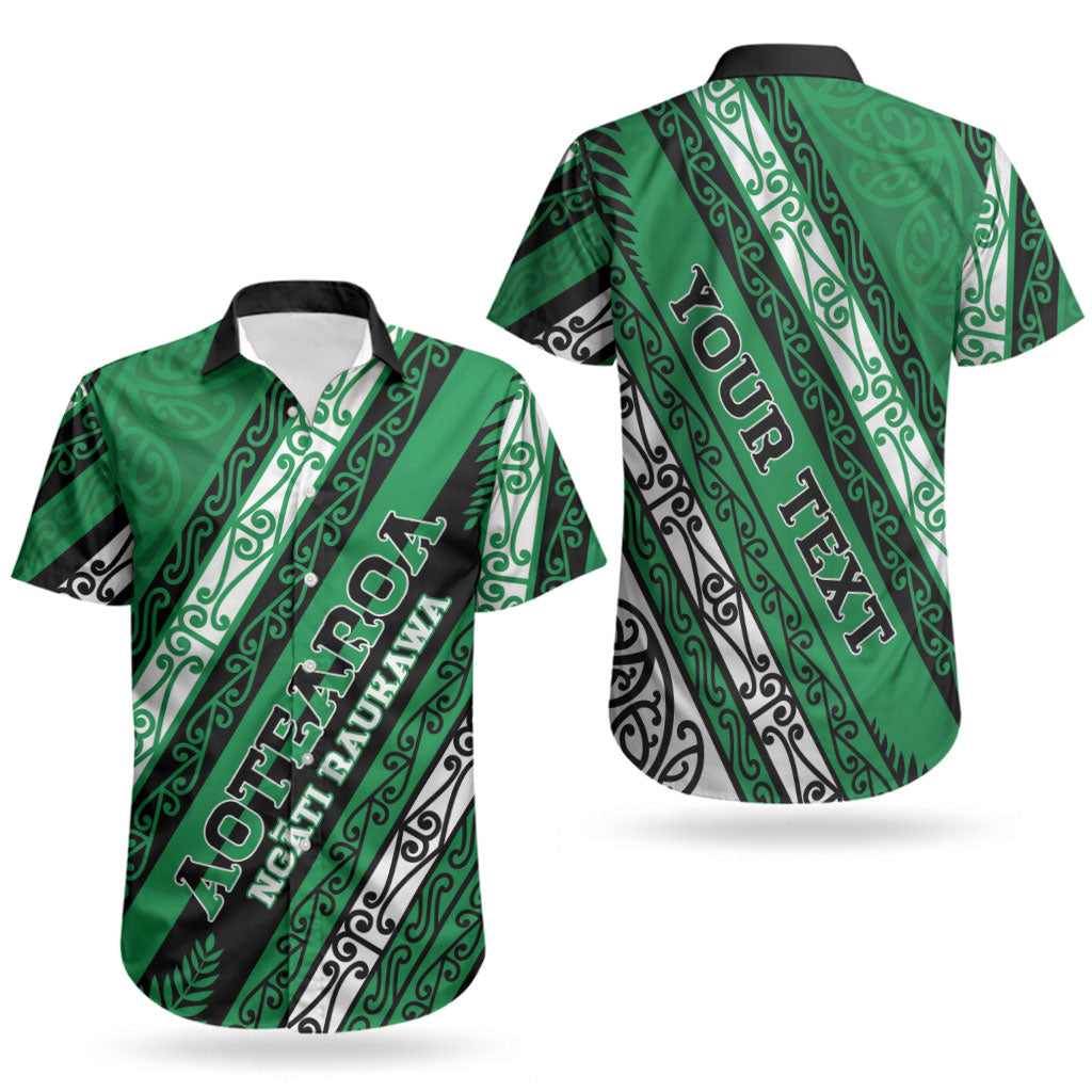 Personalised Aotearoa Ngati Raukawa Couples Matching Short Sleeve Bodycon Dress and Hawaiian Shirt New Zealand Maori Tribal Fern Pattern