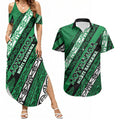 Personalised Aotearoa Ngati Raukawa Couples Matching Summer Maxi Dress and Hawaiian Shirt New Zealand Maori Tribal Fern Pattern