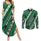 Personalised Aotearoa Ngati Raukawa Couples Matching Summer Maxi Dress and Long Sleeve Button Shirt New Zealand Maori Tribal Fern Pattern