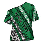 Personalised Aotearoa Ngati Raukawa Cross Shoulder Shirt New Zealand Maori Tribal Fern Pattern