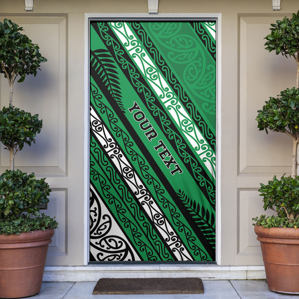 Personalised Aotearoa Ngati Raukawa Door Cover New Zealand Maori Tribal Fern Pattern