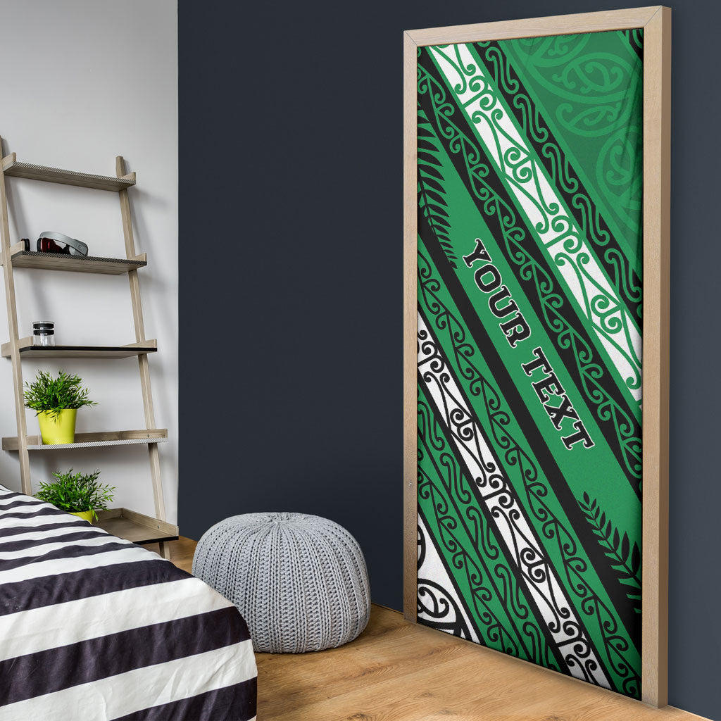 Personalised Aotearoa Ngati Raukawa Door Cover New Zealand Maori Tribal Fern Pattern