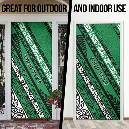Personalised Aotearoa Ngati Raukawa Door Cover New Zealand Maori Tribal Fern Pattern