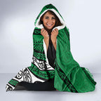 Aotearoa Ngati Raukawa Hooded Blanket New Zealand Maori Tribal Fern Pattern
