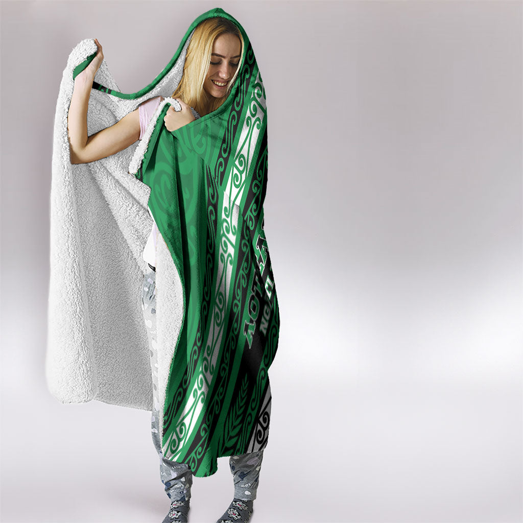 Aotearoa Ngati Raukawa Hooded Blanket New Zealand Maori Tribal Fern Pattern
