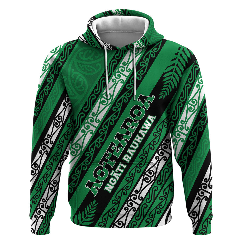 Personalised Aotearoa Ngati Raukawa Hoodie New Zealand Maori Tribal Fern Pattern