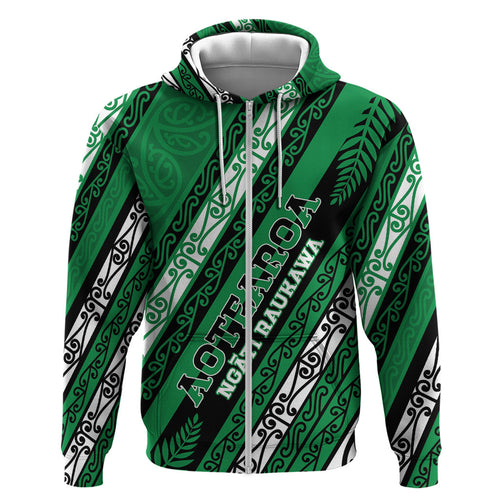 Personalised Aotearoa Ngati Raukawa Hoodie New Zealand Maori Tribal Fern Pattern