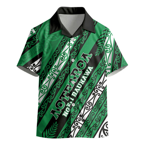 Personalised Aotearoa Ngati Raukawa Kid Hawaiian Shirt New Zealand Maori Tribal Fern Pattern