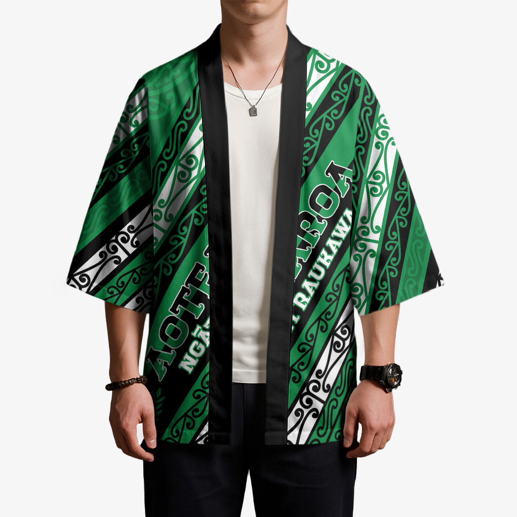 Personalised Aotearoa Ngati Raukawa Kimono New Zealand Maori Tribal Fern Pattern