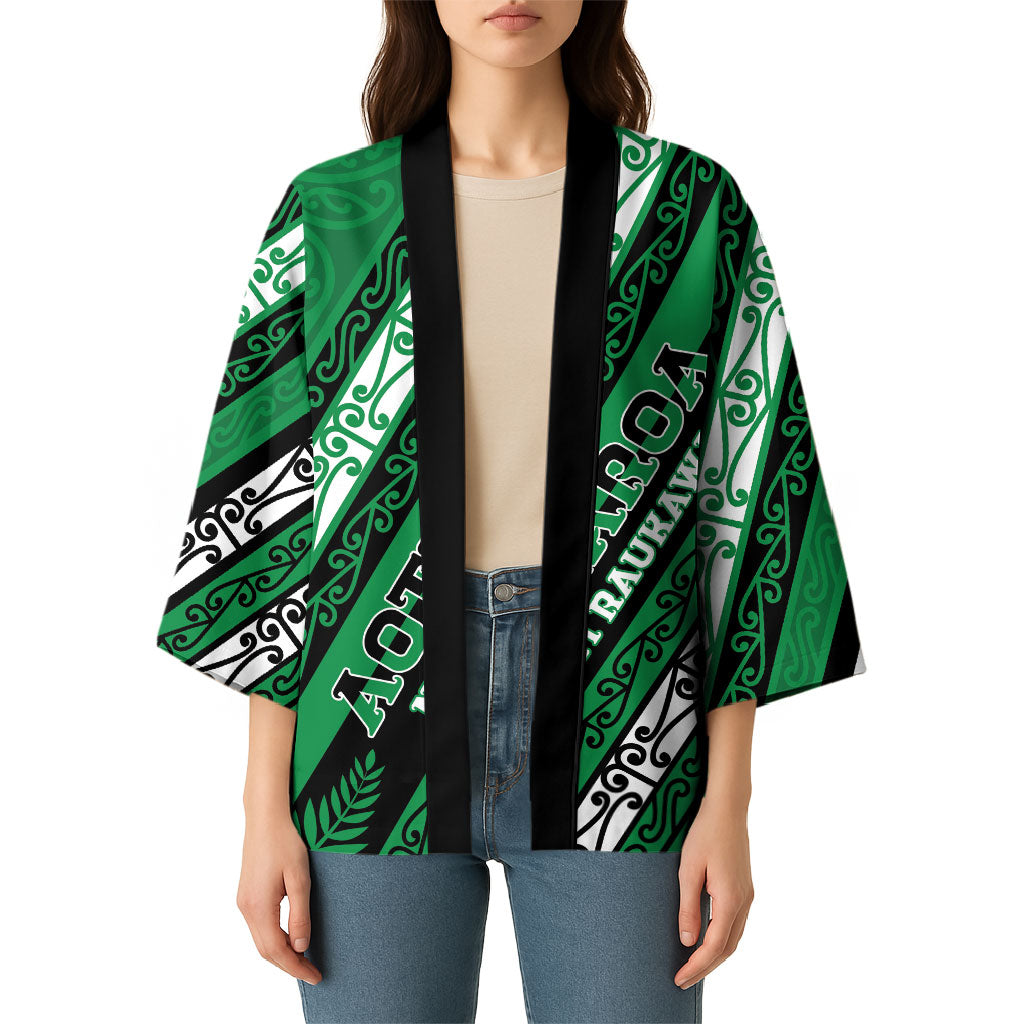 Personalised Aotearoa Ngati Raukawa Kimono New Zealand Maori Tribal Fern Pattern