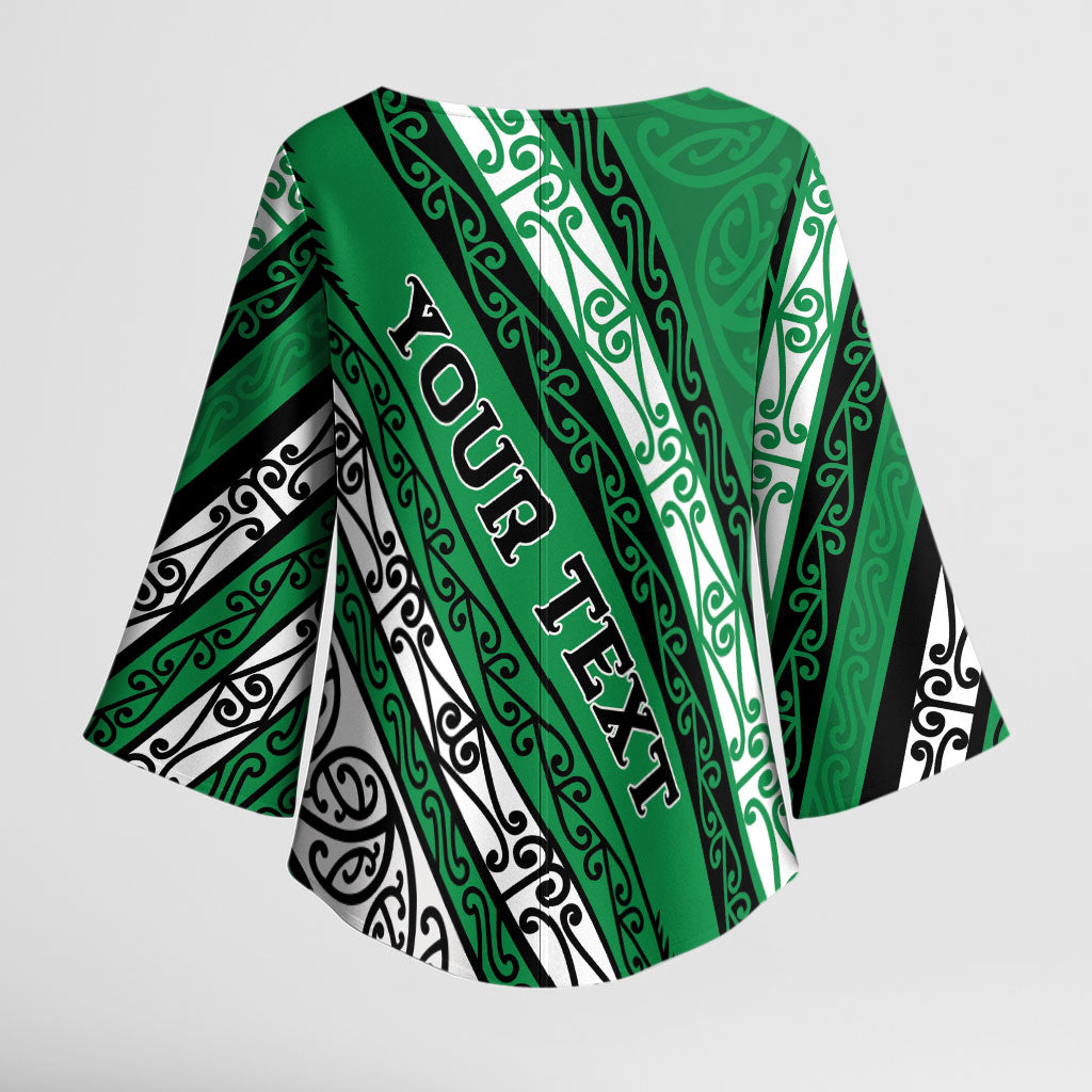 Personalised Aotearoa Ngati Raukawa Kimono Sleeve Blouse New Zealand Maori Tribal Fern Pattern