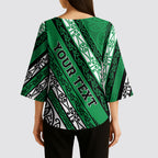Personalised Aotearoa Ngati Raukawa Kimono Sleeve Blouse New Zealand Maori Tribal Fern Pattern