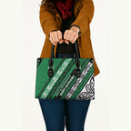 Aotearoa Ngati Raukawa Leather Bag New Zealand Maori Tribal Fern Pattern
