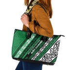 Aotearoa Ngati Raukawa Leather Tote Bag New Zealand Maori Tribal Fern Pattern