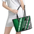 Aotearoa Ngati Raukawa Leather Tote Bag New Zealand Maori Tribal Fern Pattern