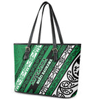 Aotearoa Ngati Raukawa Leather Tote Bag New Zealand Maori Tribal Fern Pattern
