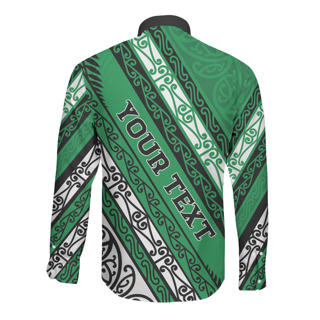 Personalised Aotearoa Ngati Raukawa Long Sleeve Button Shirt New Zealand Maori Tribal Fern Pattern
