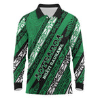 Personalised Aotearoa Ngati Raukawa Long Sleeve Polo Shirt New Zealand Maori Tribal Fern Pattern