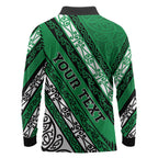 Personalised Aotearoa Ngati Raukawa Long Sleeve Polo Shirt New Zealand Maori Tribal Fern Pattern