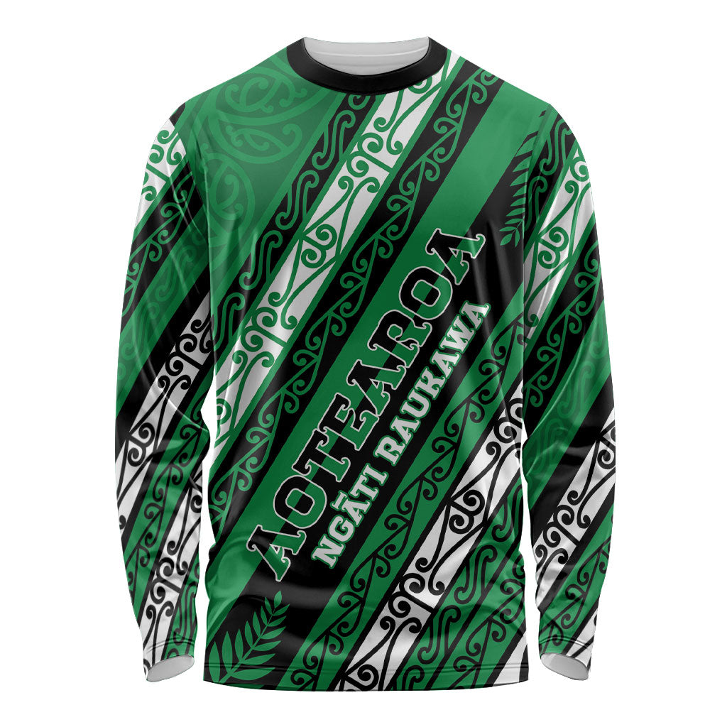 Personalised Aotearoa Ngati Raukawa Long Sleeve Shirt New Zealand Maori Tribal Fern Pattern