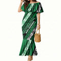 Personalised Aotearoa Ngati Raukawa Mermaid Dress New Zealand Maori Tribal Fern Pattern