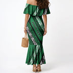 Personalised Aotearoa Ngati Raukawa Mermaid Dress New Zealand Maori Tribal Fern Pattern