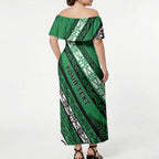 Personalised Aotearoa Ngati Raukawa Off Shoulder Maxi Dress New Zealand Maori Tribal Fern Pattern