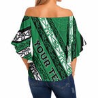 Personalised Aotearoa Ngati Raukawa Off Shoulder Wrap Waist Top New Zealand Maori Tribal Fern Pattern