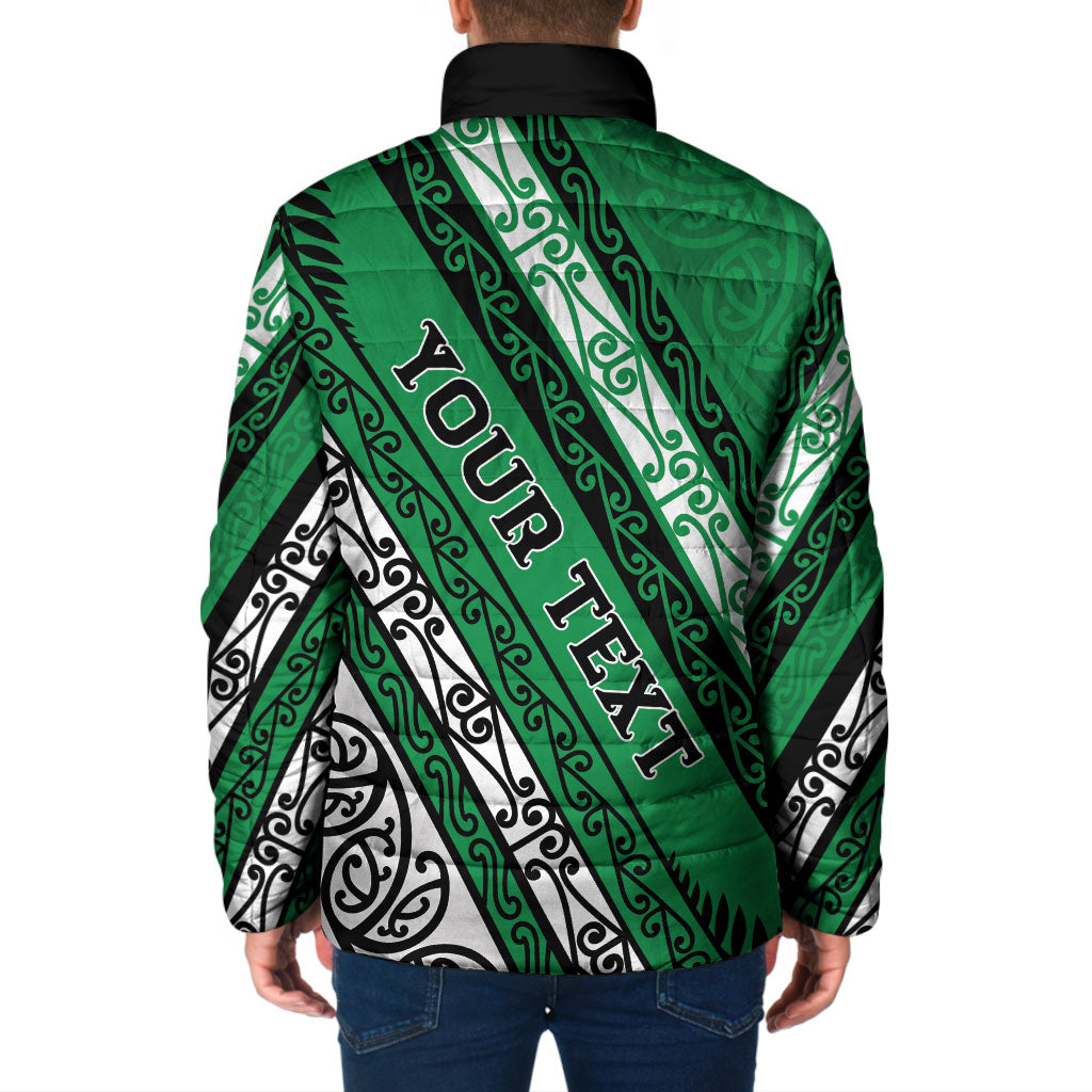 Personalised Aotearoa Ngati Raukawa Padded Jacket New Zealand Maori Tribal Fern Pattern