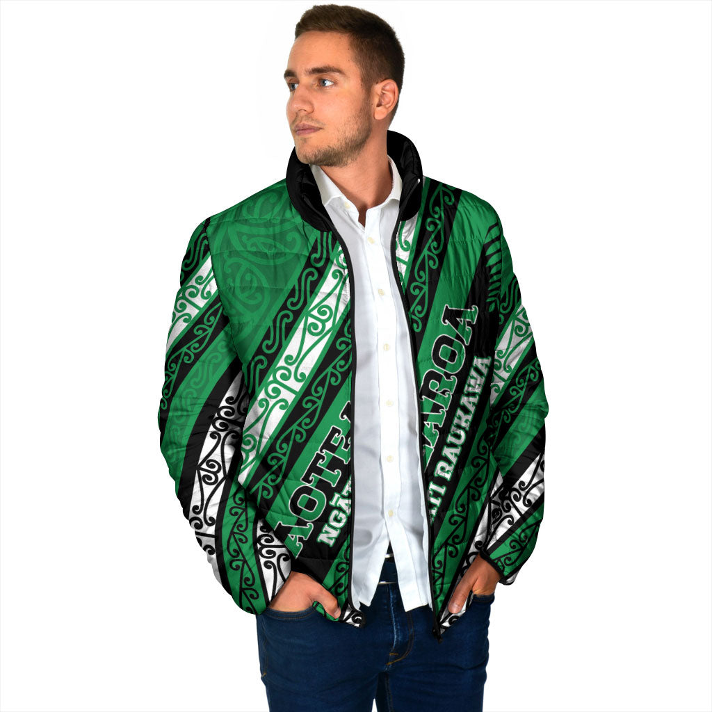 Personalised Aotearoa Ngati Raukawa Padded Jacket New Zealand Maori Tribal Fern Pattern