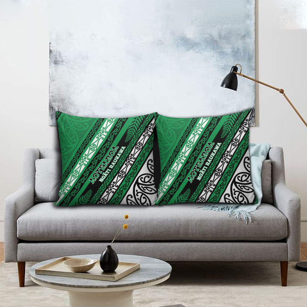 Aotearoa Ngati Raukawa Pillow Cover New Zealand Maori Tribal Fern Pattern
