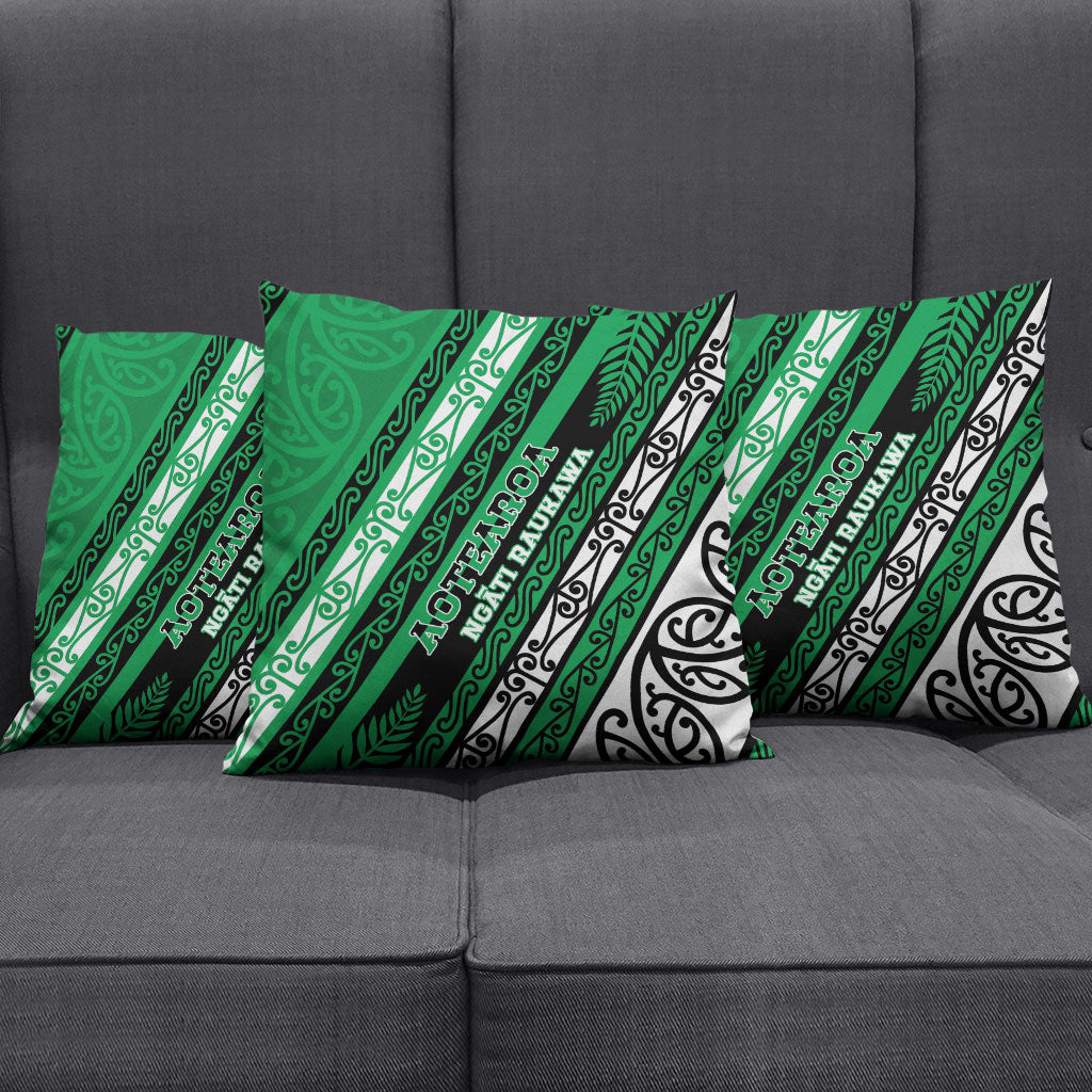 Aotearoa Ngati Raukawa Pillow Cover New Zealand Maori Tribal Fern Pattern