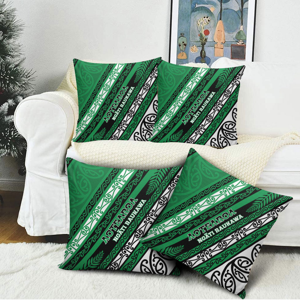 Aotearoa Ngati Raukawa Pillow Cover New Zealand Maori Tribal Fern Pattern