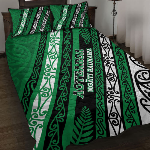 Aotearoa Ngati Raukawa Quilt Bed Set New Zealand Maori Tribal Fern Pattern